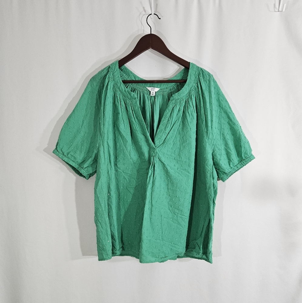 Crown & Ivy green  peasant top women's size 3X